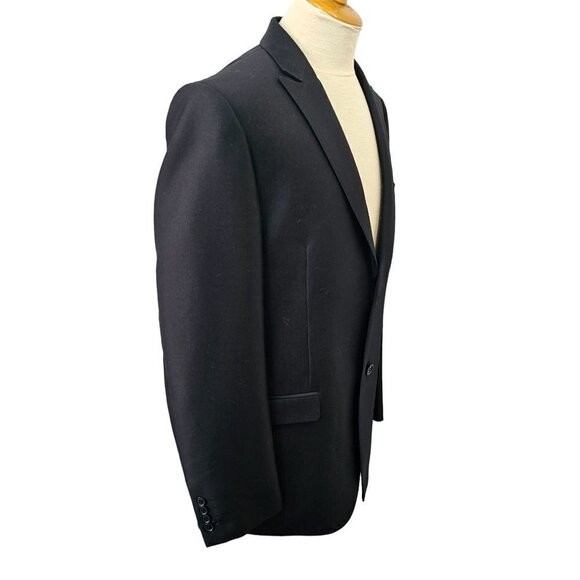 Vitarelli 2 Btn Sport Coat Blazer Black Wool 2.75 in Peak Lapel Single Vent Mens - Picture 2 of 12